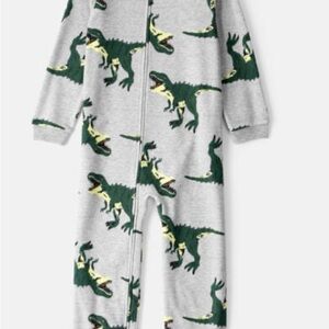 new Two sets onesie 12 Carter's Gray and Green Dinosaur & Rocketship Pajamas